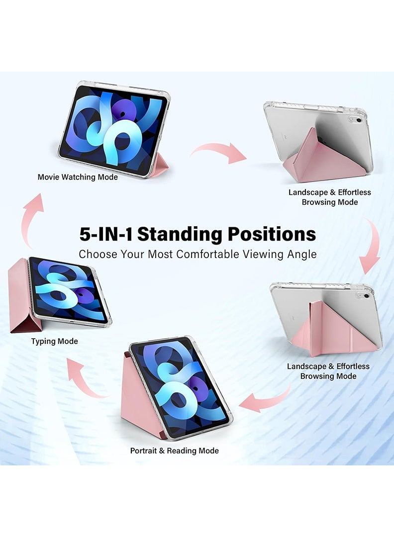 Theodor حافظة لجهاز iPad (A16) الجيل 11 بحجم 11 بوصة 2025 / حافظة لجهاز iPad الجيل 10 2022 بحجم 10 بوصة مع حامل قلم 8 زوايا قابلة للطي استيقاظ / نوم تلقائي غلاف شفاف خلفي مع حامل قلم غطاء ذكي لجهاز iPad 11" الجيل 11 2025 / 10.9" iPad الجيل 10 2022 - وردي - Image 3